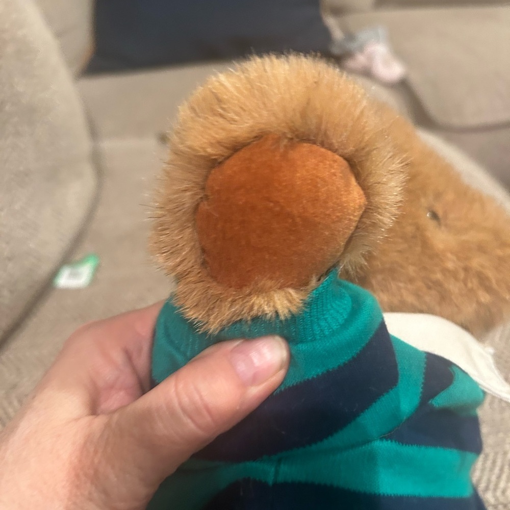 Vintage 1989 Lands End Gund Teddy Bear Rugby Plush Green Blue Polo 14” - Picture 7 of 8